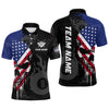 Maxcorners Grunge American Flag Skull 8 Ball Pool Custom Men Billiard Shirts, Patriotic Billiard Team Jerseys