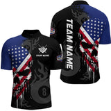 Maxcorners Grunge American Flag Skull 8 Ball Pool Custom Men Billiard Shirts, Patriotic Billiard Team Jerseys LM0210