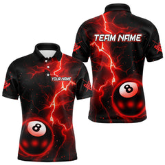 Maxcorners Red And Black 8 Ball Striking Thunder Lightning Billiard Shirt For Men Custom Pool Team Jerseys TU1407