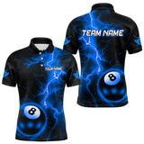 Maxcorners Blue And Black 8 Ball Striking Thunder Lightning Billiard Shirt For Men Custom Pool Team Jerseys TU1407