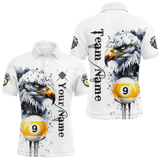Maxcorners Personalized Eagle 9 Ball Pool Watercolor Billiard Shirts For Men, 9 Ball Billiard Team Jersey LM1508