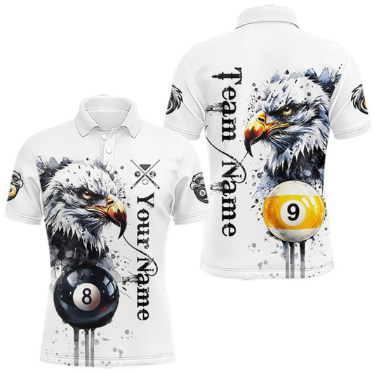 Maxcorners Personalized Watercolor Eagle Billiard Shirt For Men Custom 8 Ball 9 Ball Pool Jersey Team Shirt LM1508