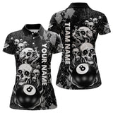 Maxcorners Grunge Argyle Pattern Custom Scary Skull Women Billiard Shirts, Billiard Jerseys Billiard Team Shirt