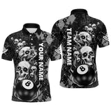 Maxcorners Grunge Argyle Pattern Custom Scary Skull Men & Women Billiard Shirts, Billiard Jerseys Billiard Team Shirt