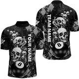 Maxcorners Grunge Argyle Pattern Custom Scary Skull Men Billiard Shirts, Billiard Jerseys Billiard Team Shirt