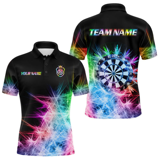 Maxcorners Icy Colorful Light Mens Darts Polo & Quarter Zip Shirts Custom Dart Shirts For Team Darts Jerseys LM0404