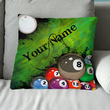 Personalized Green Billiard Balls Throw Pillow Custom Decorative Pillow