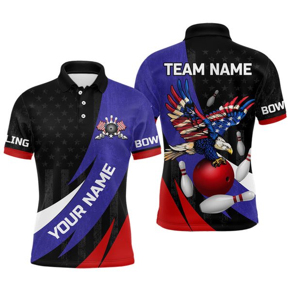 Maxcorners American Flag Eagle Bowling Jersey Customized Name, Team Name 3D Shirt Unisex