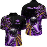 Maxcorners Purple Flaming 8 Ball Pool Crack Billiard Jersey Customized Name, Team Name 3D Shirt Unisex