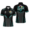 Maxcorners Personalized 8 Ball & 9 Ball Pool Billiard Polo, 1/4 Zip For Men Custom Billiard Jersey|Turquoise