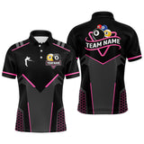 Maxcorners Personalized 8 Ball & 9 Ball Pool Billiard Polo, 1/4 Zip Custom Team Billiard Jersey|Pink
