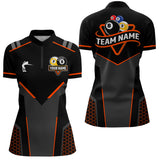Maxcorners Personalized 8&9 Ball Pool Billiard Polo, 1/4 Zip For Mem&Women Custom Team Billiard Jersey|Orange