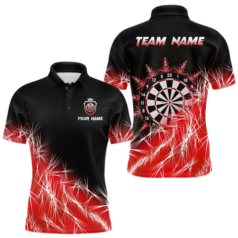 Maxcorners Red Icy Lights Men Darts Polo & Quarter Zip Custom Dart Shirts For Team Darts Jerseys Outfit TU1908