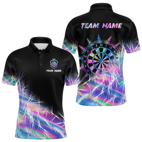 Maxcorners Holographic Icy Lights Men Darts Polo & Quarter Zip Custom Dart Shirts For Team Darts Jerseys TU1908