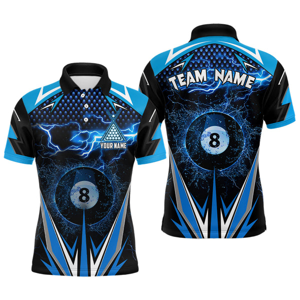 Maxcorners Personalized 8 Ball Pool Thunder Lightning 3D Full Printing Men Billiard Shirts, 3D Billiard Jerseys