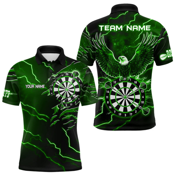 Maxcorners Personalized Thunder Lightning Eagle Green Darts Shirt Polo & Quarter Zip For Men Dart Team Jersey TU1609