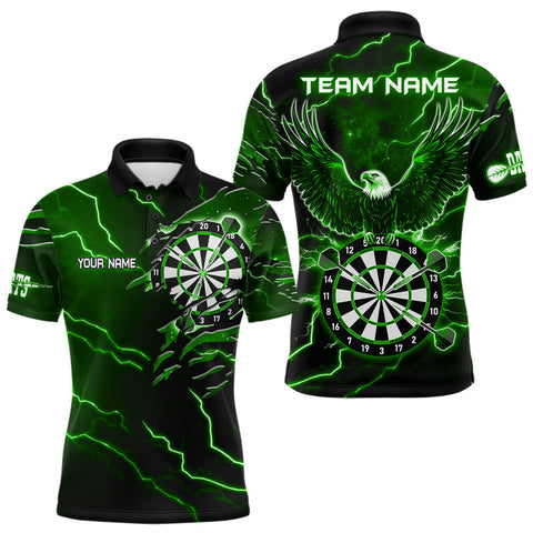Maxcorners Personalized Thunder Lightning Eagle Green Darts Shirt Polo & Quarter Zip For Men Dart Team Jersey TU1609