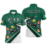 Maxcorners Green White 3D Billiard Balls Luckiest Men Polo Shirts Customized Billiard Jerseys For Patrick Day