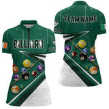 Maxcorners Green White 3D Billiard Balls Luckiest Men Polo Shirts Customized Billiard Jerseys For Patrick Day