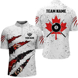 Maxcorners Billiard  Eagle Canada Flag White Grunge Customized Name, Team Name 3D Polo Shirt