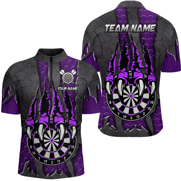 Maxcorners Funny Claw Purple Darts Board Darts Jersey Customized Name, Team Name 3D Shirt Unisex