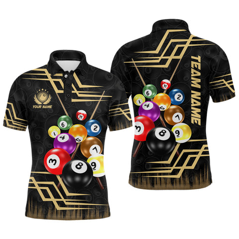 Maxcorners Personalized 3D Billiard Balls Men Polo Shirts Custom Billiards Outfit Idea For Team
