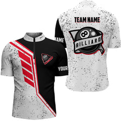 Maxcorners Funny 8 Ball Pool Grunge Style Custom Billiard Men Polo & Quarter Zip, 8 Ball Billiard Jerseys