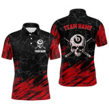 Maxcorners Black And Red 8 Ball Pool Cue Skull Custom Men Billiard Shirts, Billiard Jersey Billiard Team Shirt