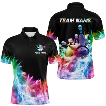 Maxcorners Icy Colorful Light Men's Bowling Shirt Custom Bowling Jersey Outfit Team Polo & Quarter Zip LM1203