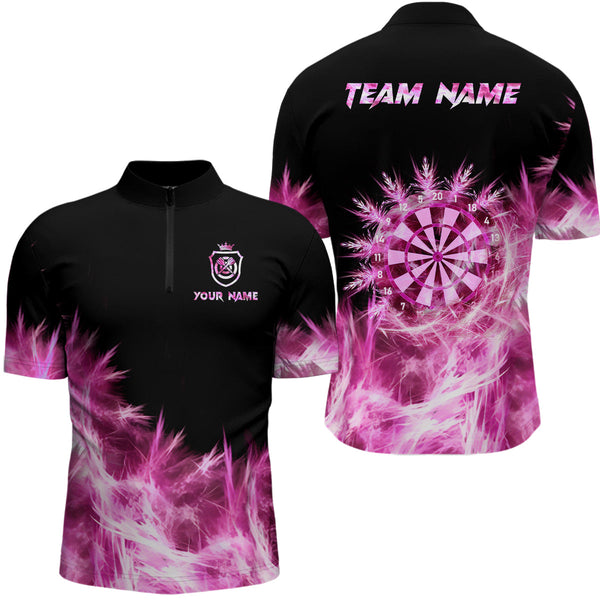 Maxcorners Icy Pink Light Darts Polo & Quarter Zip Shirts Custom Dart Shirts For Team Darts Jerseys