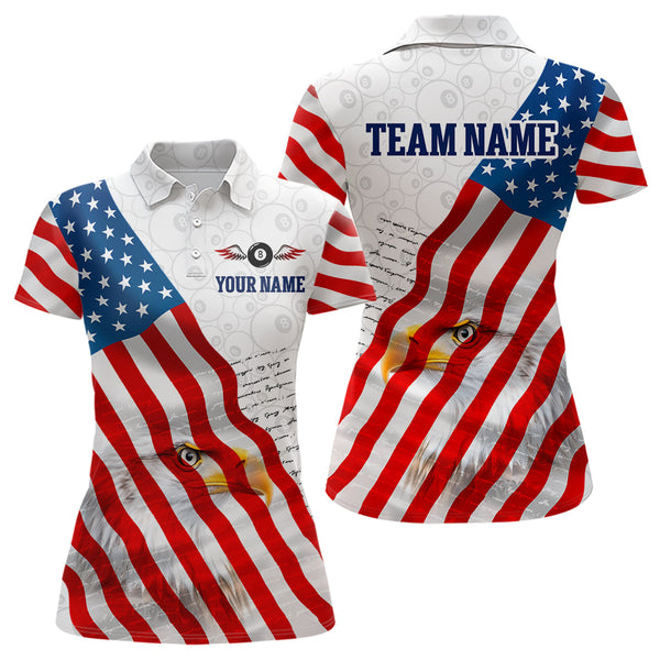 Maxcorners American Flag Eagle 8 Ball Billiard Shirts For Men Custom Pride Patriotic Team Billiard Jerseys