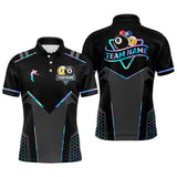 Maxcorners Personalized Holographic Billiard 8 Ball & 9 Ball Pool Polo, 1/4 Zip For Men, Billiard Team Jersey TU2606