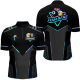 Maxcorners Personalized Holographic Billiard 8 Ball & 9 Ball Pool Polo, 1/4 Zip For Men, Billiard Team Jersey LM3006