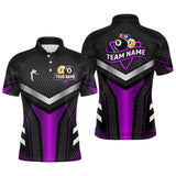 Maxcorners Personalized Billiard 8 Ball & 9 Ball Pool Polo, 1/4 Zip For Men Custom Team Billiard Jersey|Purple TU2606