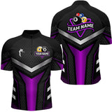 Maxcorners Personalized Billiard 8 Ball & 9 Ball Pool Polo, 1/4 Zip For Men Custom Team Billiard Jersey|Purple LM3006