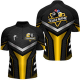 Maxcorners Personalized Billiard 8 Ball & 9 Ball Pool Polo, 1/4 Zip For Men Custom Team Billiard Jersey|Yellow LM3006