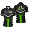 Maxcorners Personalized Billiard 8 Ball & 9 Ball Pool Polo, 1/4 Zip For Men Custom Team Billiard Jersey|Green LM3006