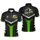 Maxcorners Personalized Billiard 8 Ball & 9 Ball Pool Polo, 1/4 Zip For Men Custom Team Billiard Jersey|Green TU2606
