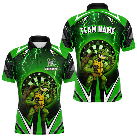 Maxcorners Personalized Funny Turtle Darts Shirt For Men Custom Thunder Lightning Green Darts Team Jerseys MT2108