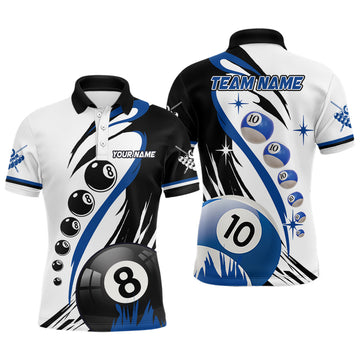Maxcorners Billiards 8 Ball & 10 Ball Shirts Men And Women Billiard Polo & 1/4 Zip Shirts Billiard Team Jerseys