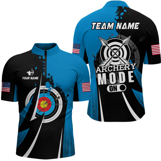 Maxcorners Personalized Blue Jerseys Archery Mode On Polo Shirts For Men Custom Archery Jerseys Team Shirts
