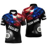 Maxcorners Personalized Glowing American Flag Billiard Shirt For Men Custom Patriotic 8 Ball Pool Team Jersey LM3006