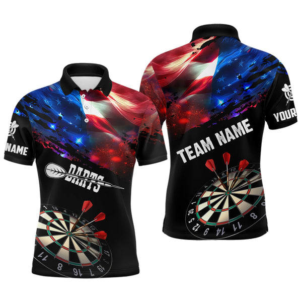 Maxcorners Personalized Glowing American Flag Darts Shirt For Men Custom Patriotic Darts Team Jerseys LM3006