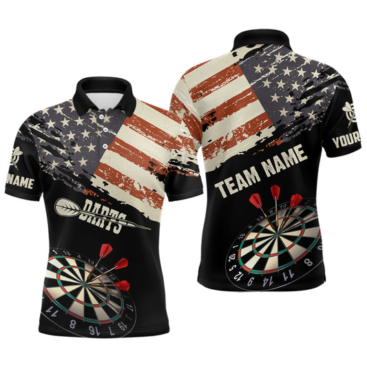Maxcorners Grunge Vintage American Flag Custom Retro Dart Shirts For Men, Pride Team Patriotic Dart Jerseys LM3006