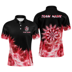 Maxcorners Red Icy Lights Darts Polo & Quarter Zip Custom Dart Shirts For Men Darts Team Jerseys Outfit LM2711