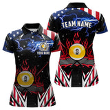 Maxcorners 9 Ball Pool Billiard Jerseys Custom Lightning American Flag Women Billiard Shirts, 9 Ball Team Shirts