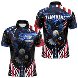 Maxcorners American Flag Eagle 8 Ball Pool Lightning Billiard Shirt For Men Custom Patriotic Billiard Jersey LM2608