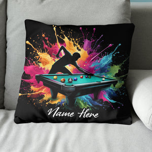 Colorful Men Billiard Player Custom Throw Pillow, Billiard Pillow Gifts