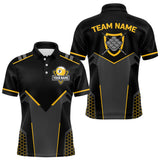 Maxcorners Personalized Yellow Black 9 Ball Billiard Shirt For Men, 9 Ball Pool Team Jersey Polo & 1/4 Zip  LM0803