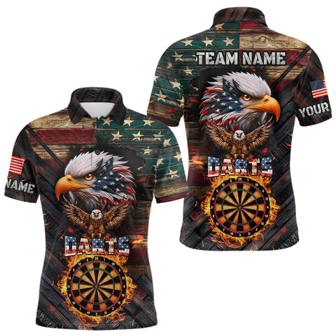 Maxcorners American Flag 3D Dartboard Fire Flame Custom Eagle Darts Shirt For Men, Patriotic Dart Team Jersey MT2808